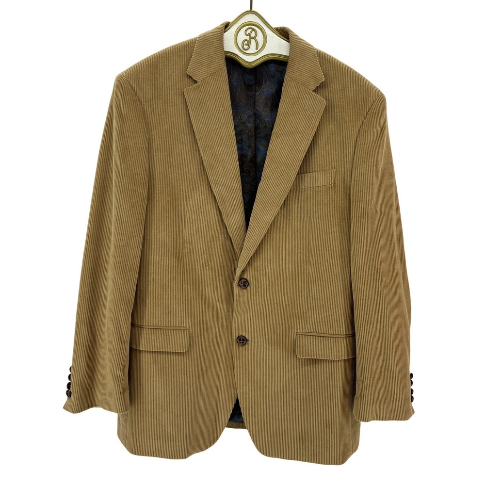 Ralph Lauren Mens Tan Corduroy Sport Coat Blazer‎ Jacket 40R Paisley Cotton
